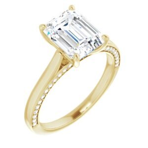 Yellow gold emerald-cut diamond engagement ring Yellow gold emerald-cut diamond engagement ring