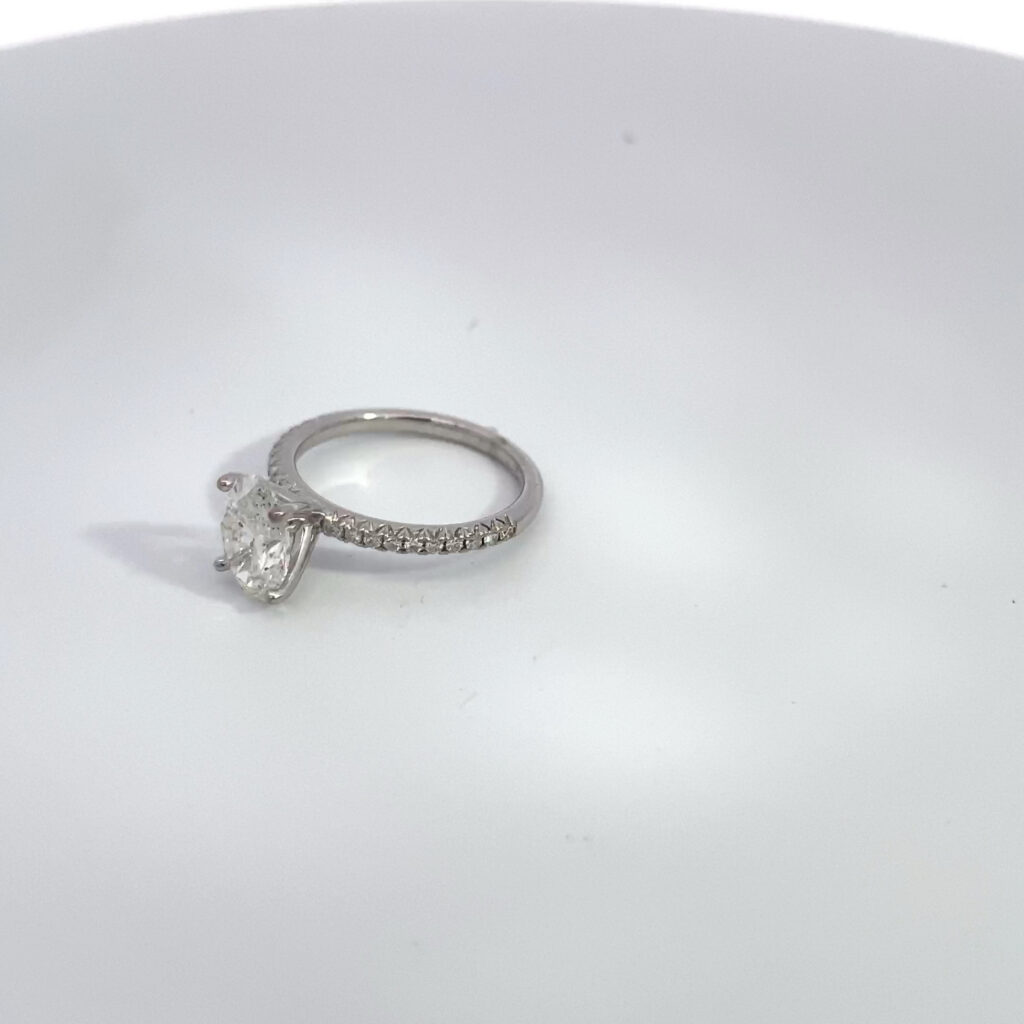 diamond engagement ring with pave band