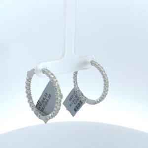 14K white gold diamond hoop earrings with 2.10 CTW natural diamonds and secure hinged clasps
