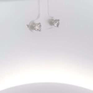 14K white gold diamond stud earrings with screw backs, 1.04 carat total weight, G/H SI2 diamonds