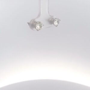 14K white gold screwback stud earrings with 1.36 carat total weight Old European cut diamonds in prong settings