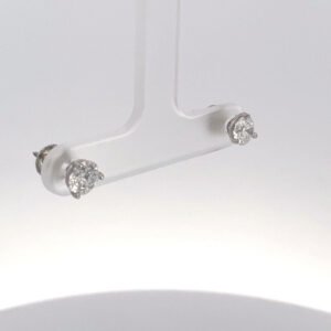 2.00 CTW lab-grown diamond stud earrings in 14K white gold with round F color VS1 diamonds and prong settings