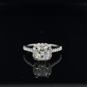 14K White Gold 1.41 CT Cushion Cut Ring