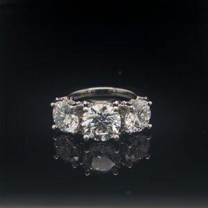 14k White Gold 3-Stone Ring 4.46 CT Total Weight