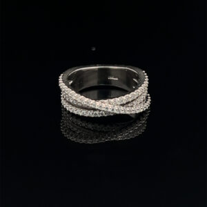 Platinum Criss Cross Ring 1.00 CTW