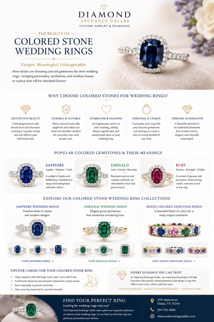 Diamond Exchange Dallas colored stone wedding rings brochure