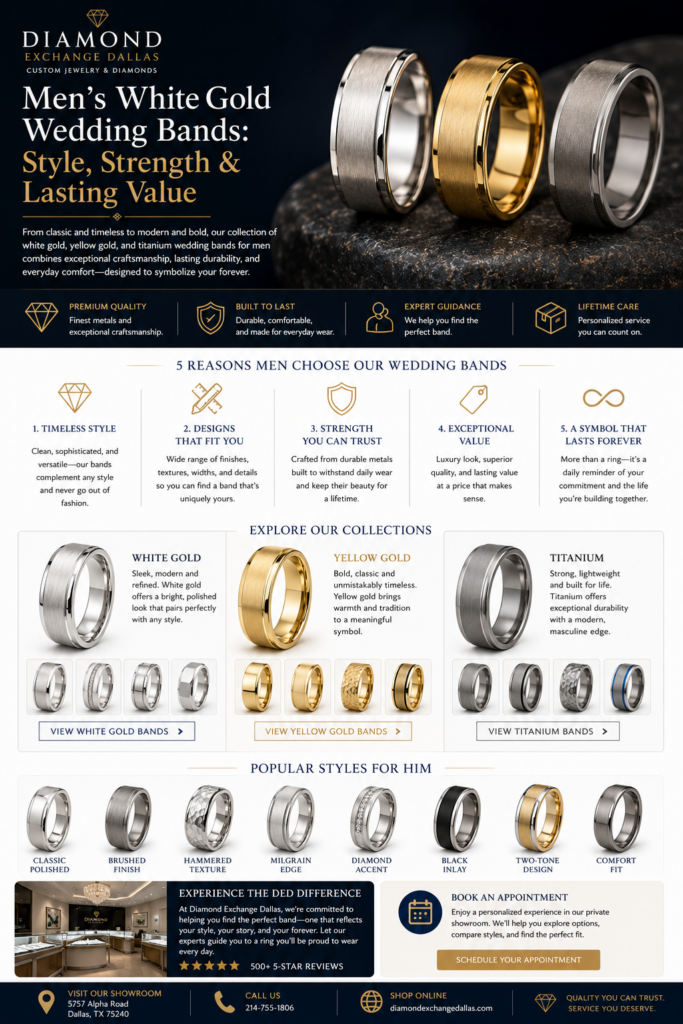 Men’s Wedding Bands Dallas | Gold & Titanium | Diamond Exchange Dallas
