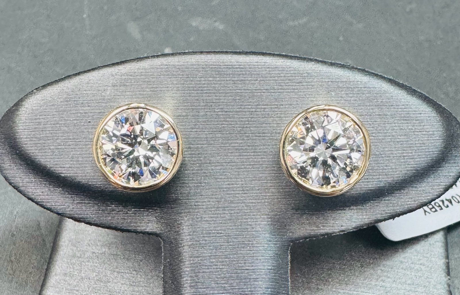 14k Yellow Gold Bezel-Set Round Lab-Grown Diamond Earrings, 4.23CTW