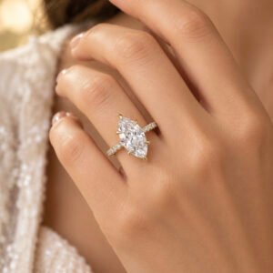 4.30 CTW Marquise Lab Grown Diamond Engagement Ring-14K Yellow Gold