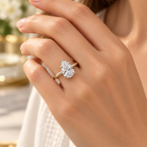 3.00 Carat Pear Shaped Lab Grown Diamond Solitaire Ring – 14K Yellow Gold 3 carat pear shaped lab grown diamond solitaire ring in 14K yellow gold